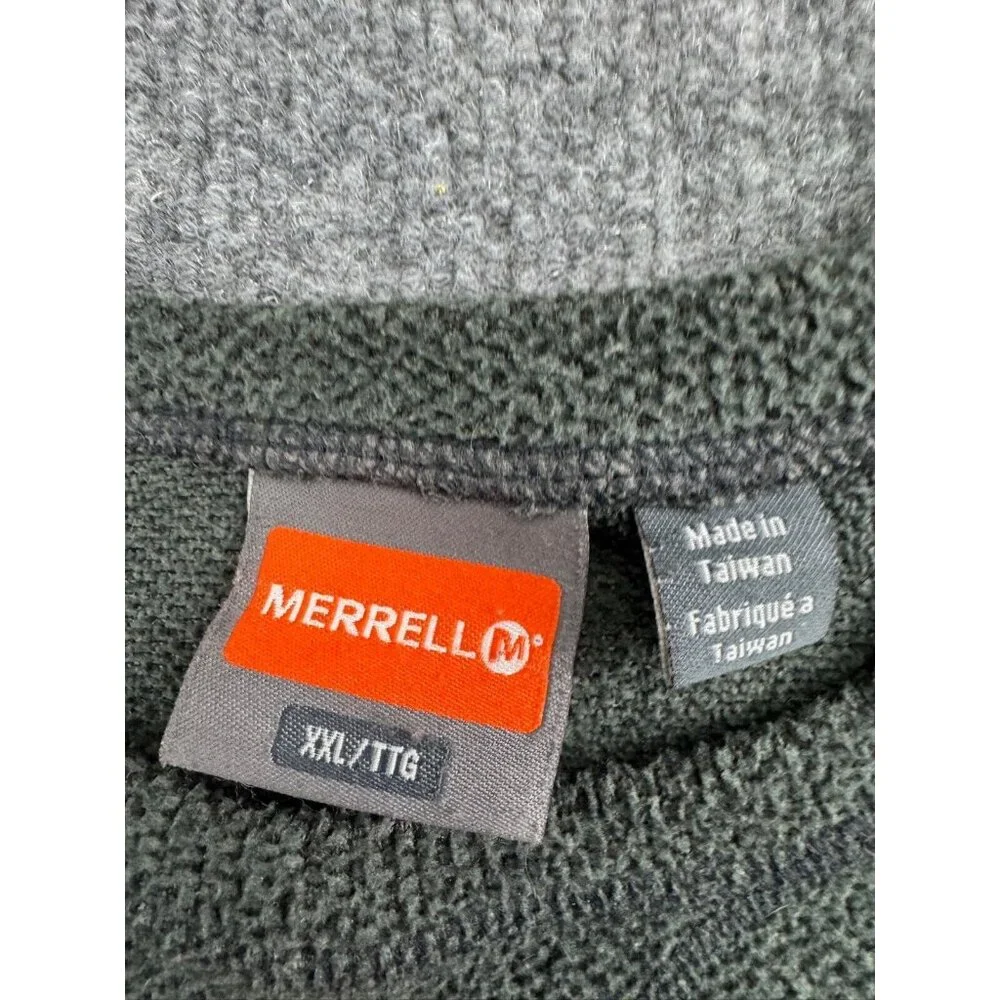 Merrell Sweater Men's XXL Gray Fleece Pullover Crew Neck Logo Outdoor Hiking‎